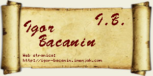 Igor Bačanin vizit kartica